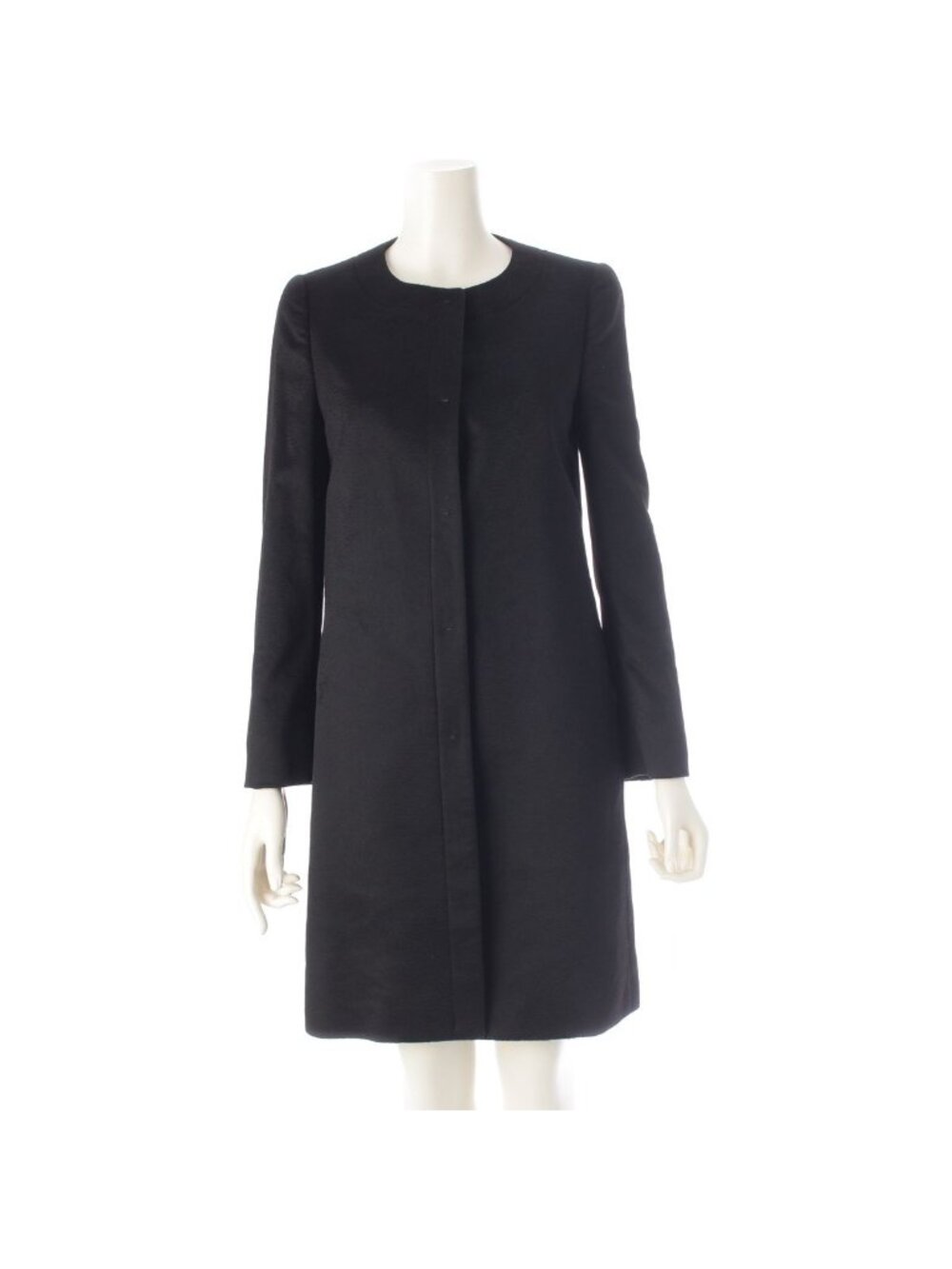 Prada Cashmere Hiyo Collarless Long Coat Black 36